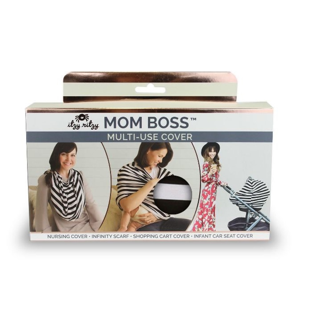 Itzy Ritzy Mom Boss 4in1 Nursing Cover - Black/White Stripe BRAND NEW